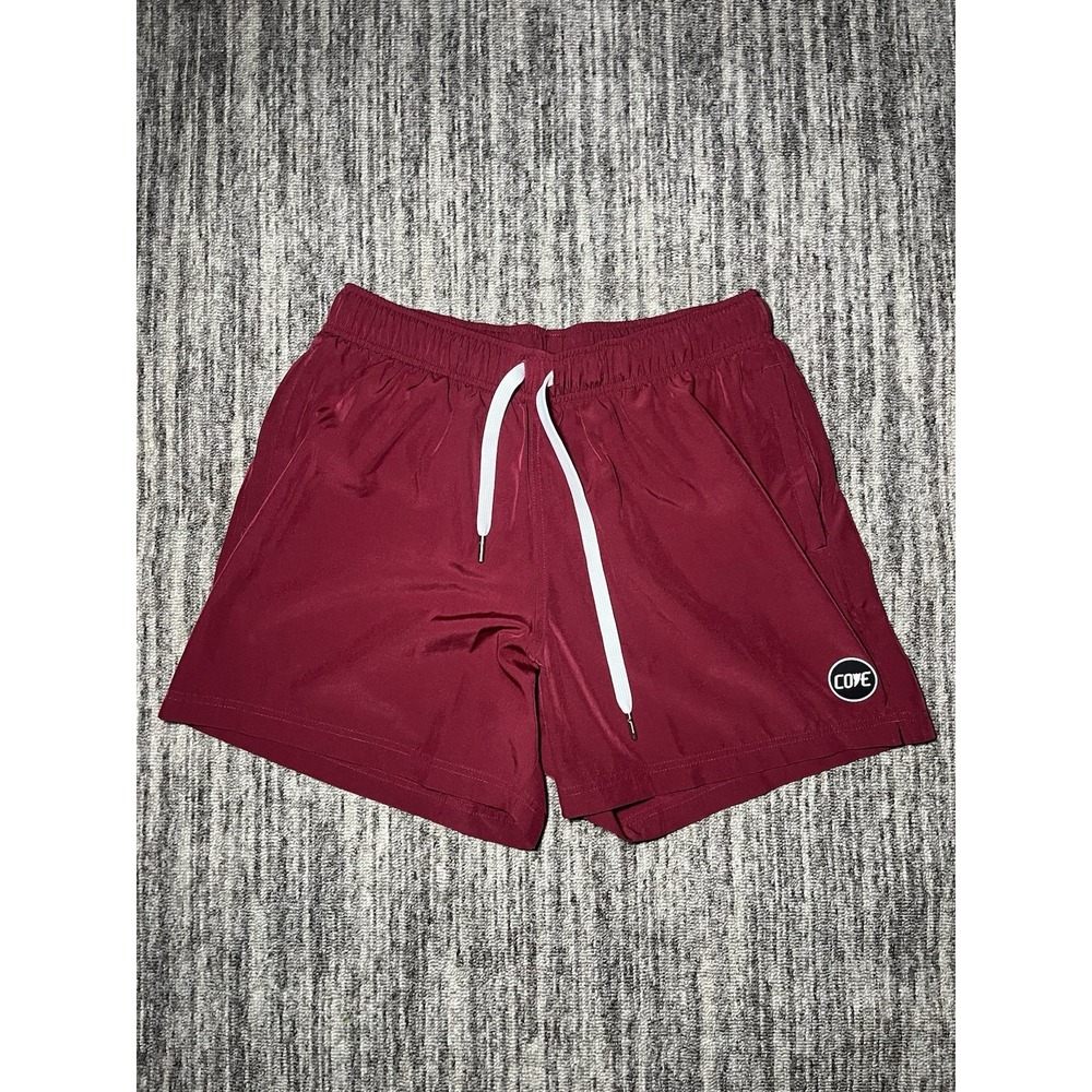 Cove Shorts Mens Red 34 Athletic Gym 5" Inseam Drawstring
